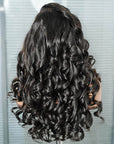 natural black loose body wave glossy human hair wigs