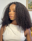 QVR Glueless Half Wig 3 In 1 Kinky Curly Human Hair Protective Hairstyle