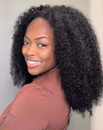 natural black colored twist curly half wigs, human hair wig