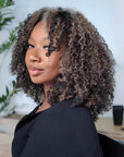 QVR Invisible Lace Edge Kinky Curly V Part Wigs Highlight