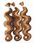 qvr hair brown highlight body wave human hair bulk for braiding