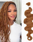 QVR Brown Highlight Body Wave Boho Knotless Braids Human Bulk Hair