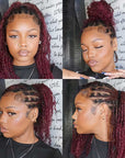 QVR Affordable Afro Kinky Bulk Human Hair 99J Burgundy Color For Braiding DreadLock