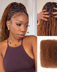 QVR Affordable Afro Kinky Bulk Human Hair Auburn Color For Braiding DreadLock