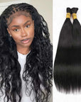 QVR Silk Straight Bulk Hair Extensions for Boho Knotless Braiding