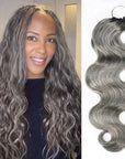 salt pepper colored body wave human hair crochet braids
