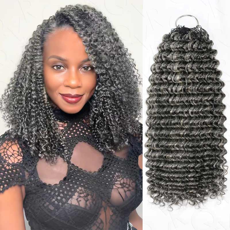QVR Salt Pepper Small Kinky Curly Crochet Human Hair – QVR Hair