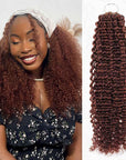 QVR Reddish Brown Human Crochet Hair Small Kinky Curly Machine Made