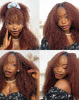 QVR Reddish Brown Human Crochet Hair Small Kinky Curly Machine Made