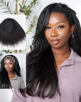 qvr glueless human hair half wigs, long wigs with curly texture