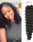 QVR Deep Wave Crochet Hair Natural Black Machine Made Feather Human Hair Extension