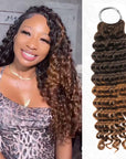 QVR 1 Pack Deep Wave Feather Crochet Human Hair Extension