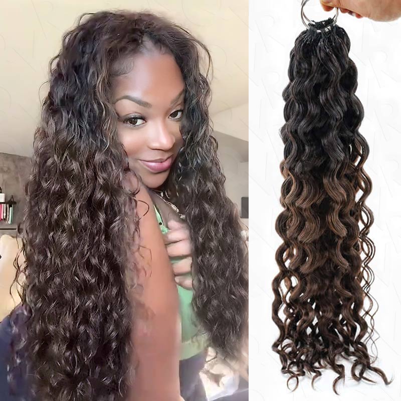 QVR Hair Ombre Brown Water Wave T1B/4 Crochet Braids