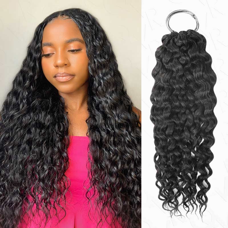 QVR Natural Black Water Wave Crochet Human Hair Extensions – QVR Hair