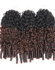 QVR Burmese Curly Feather Crochet Human Hair Ombre Brown