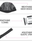 QVR Black Mesh Weaving Cap Elastic Crochet Braid Wig Caps for Making Wig