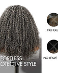 QVR Salt Pepper Kinky Curly V Part Wigs No Leave Out Invisible Lace Edge Human Hair Wig