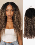 QVR Sun-Kissed Blonde Mixed Highlights Feather Crochet Human Hair Burmese Kinky Curly Miracle Knots Crochet Weave Hair Extensions