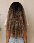 QVR Sun-Kissed Blonde Mixed Highlights Feather Crochet Human Hair Burmese Kinky Curly Miracle Knots Crochet Weave Hair Extensions