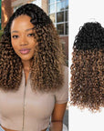 QVR Honey Caramel Mixed Highlights Feather Crochet Human Hair Twist Curly Miracle Knots Crochet Weave Hair Extensions