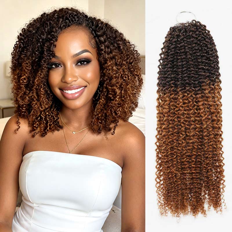 QVR Hair Afro Kinky Curly Brown Ombred Crochet Braids