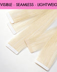 QVR Invisible Straight Tape In Hair Extensions Natural Black Premium