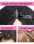 QVR Glueless Spiral Coily Curly V Part Wig Beginner Friendly Short Bob Wigs