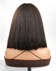QVR 4C Edges Yaki Straight 9x6 Lace Short Bob Wigs Glueless Human Hair Wig