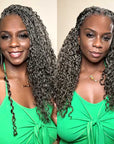 QVR Salt&Pepper Crochet Hair Small Kinky Curly Machine Made Feather Human Hair Extension