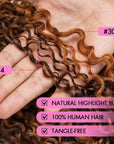 QVR Burmese Kinky Curly Feather Crochet Human Hair Highlight