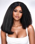 QVR 2-In-1 Style Switch Dream Curls Kinky Curly & Straight Invisible V Part Bob Wig