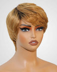 trendy ombre brown blonde short pixie cut wigs for black women