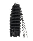 QVR Deep Wave Feather Crochet Human Hair with Sprial Ends Machine Made Crochet Weave Hair Extensions