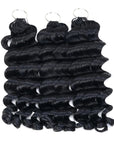 QVR Loose Deep Wave Feather Crochet Human Hair with Spring Curl Ends Machine Made Crochet Weave Hair Extensions