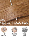 QVR Silk Straight Feather Crochet Human Hair Light Brown