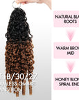 QVR Burmese Curly Feather Crochet Human Hair Ombre