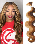 QVR Brown Highlight Body Wave Boho Knotless Braids Human Bulk Hair