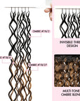 QVR Honey Caramel Mixed Highlights Feather Crochet Human Hair Water Wave Miracle Knots Crochet Weave Hair Extensions