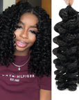 QVR Bouncy Curly Crochet Hair Natural Black Machine Made Feather Crochet Human Hair Extension