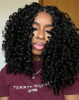 QVR Bouncy Curly Crochet Hair Natural Black Machine Made Feather Crochet Human Hair Extension