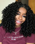 QVR Bouncy Curly Crochet Hair Natural Black Machine Made Feather Crochet Human Hair Extension