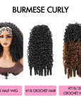 FIXED PRICE|QVR Brown Highlight Miracle Knots X Half Wig Hack Seamless Miracle Braids Human Hair Crochet Weave Hair Extension