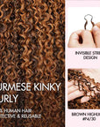 QVR Burmese Kinky Curly Feather Crochet Human Hair Highlight