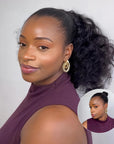 QVR Drawstring Ponytail Extension Bouncy Curl Human Hair Ponytail Hairstyle