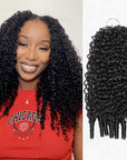 Lite Edition|QVR Curly Miracle Knots Natural Black Feather Crochet Human Hair|Lightweight Crochet Weave Hair Extension