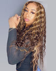 qvr wigs 30inch highlight deep wave 13x4 hd lace front honey blonde