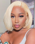 613 blonde straight short bob wig, bold human hair bob wigs for Black women