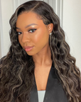 13x4 lace frontal wig with gold sand highlights and body wave