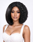 QVR 2-In-1 Style Switch Dream Curls Layered Kinky Curly & Straight Invisible V Part Bob Wig