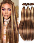 qvr honey blonde highlight brazilian straight human hair weave piano color hair bundles